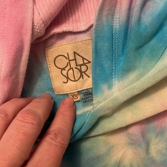 Chaser Pink Blue Yellow Tie Dye Hoodie With Thumbholes Size XS - Picture 4 of 4